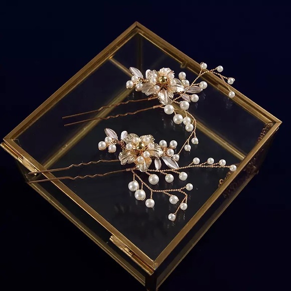 Anthropologie Pearl Gold Wire Hair 1-Pin Accessories Updo Clip On 1pcs - Picture 6 of 16